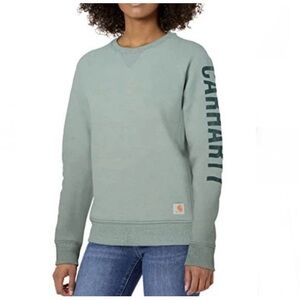 Carhartt Small 4/6 Green Relaxed Fit 104410-G86 Women's Crewneck Sweatshirt